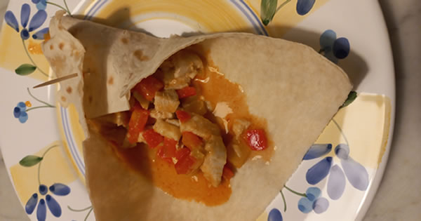 Tacos di pollo e peperoni