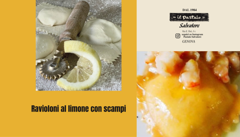 Ravioloni al limone con scampi